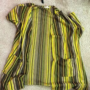 Neon & Brown Thin Knit Cardigan